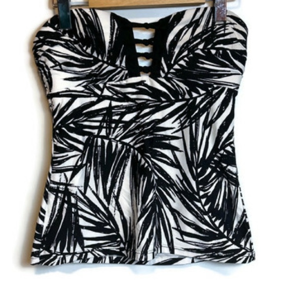 Black and White Tankini bathing suit top Sz S